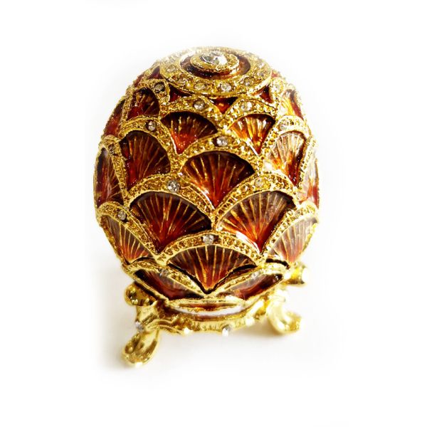 Vintage Trinket Box Faberge Egg Jewelry Box Antique Engraved Easter Egg Jewerly Box Trinket Box Hinged Ring Holder