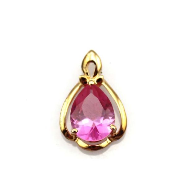 Women Jewelry 18K Rose Gold Plated 925 Silver 8mmx10mm Pear Pink Cubic Zircon Pendant(PSJ0421)