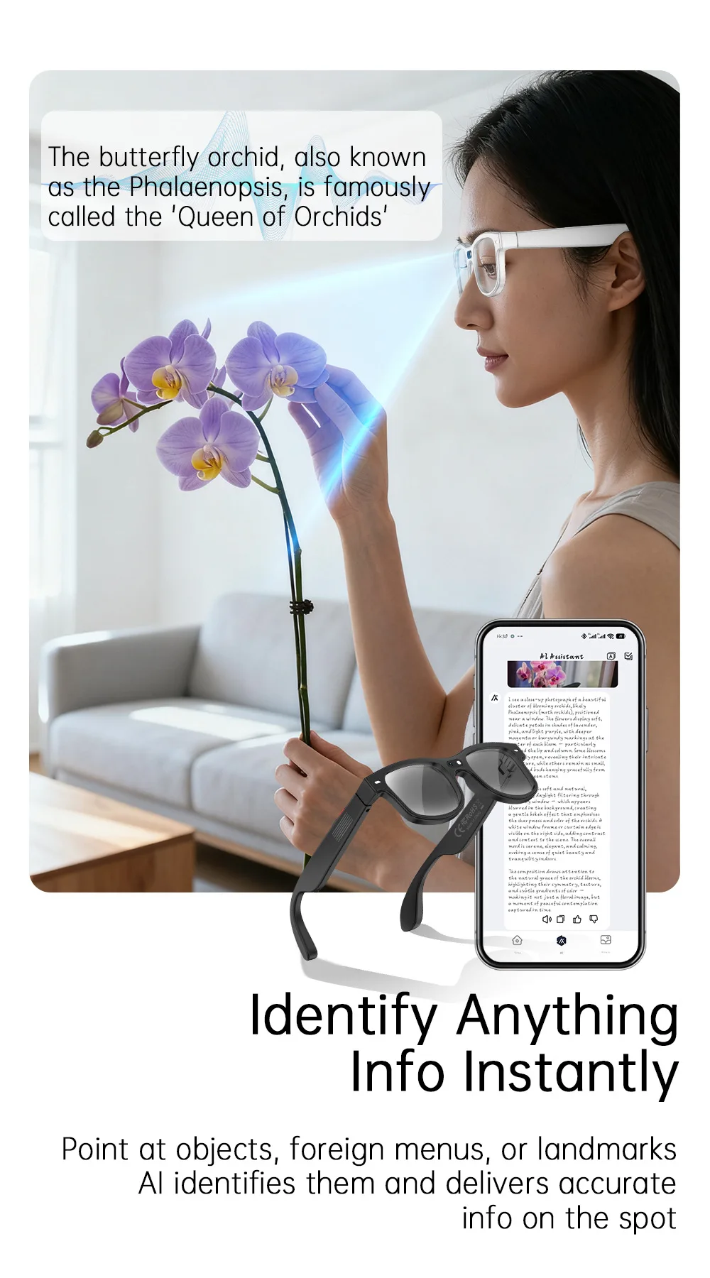 G3 AI Smart Glass With 8MP HD Camera Microphone Speakers