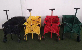 600D Folding Pull Along Trolley Garden Wagon Folding Festival Trolley 108cm