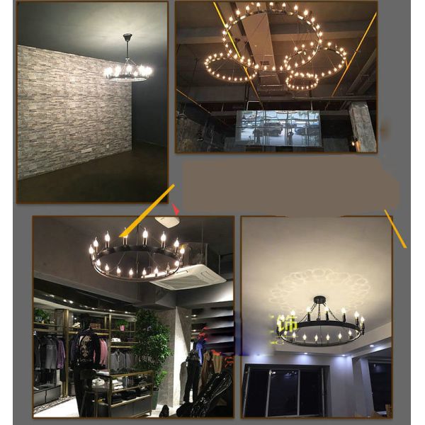 Wrought iron Chandelier art retro industrial Black LOFT restaurant bar clothing candle Chandelier(WH-CI-116)