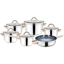 Stainless Steel 201 Material 12pcs Cooking Pots And Pans