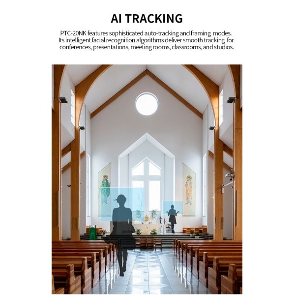 PTC-20NK NDI HX2 PoE HD-MI 3G-SDI 4K30 UHD IP Auto Tracking Video Conference PTZ Camera