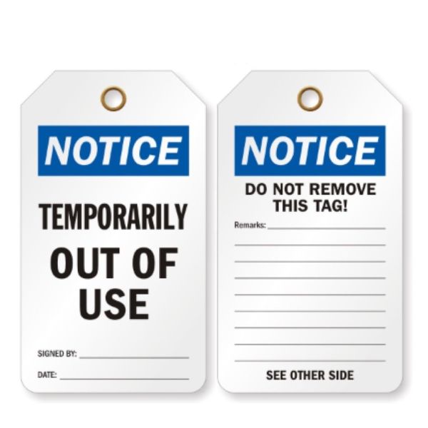 Buy Plastic Tag Out Of Use Tag White Rectangle Polyester Safety Tag at wholesale prices