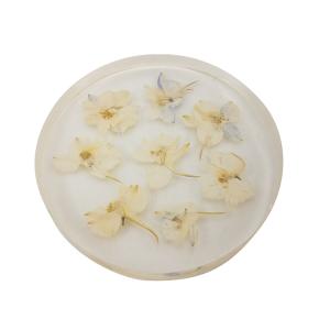 Artificial Transparent Flower Paperweight With Fragments / Chippings