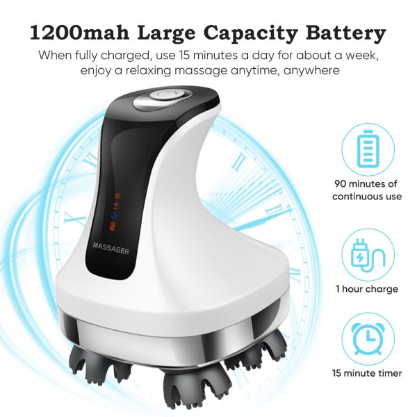 Portable Electric Head Scalp Vibrating Massager With Red Lights Infrared Physiotherapy DC5V