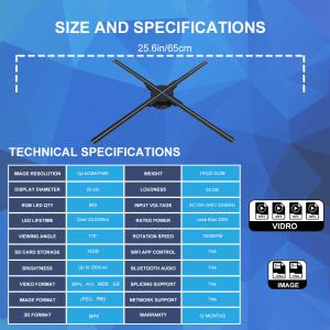Powerful App Holograficos 3d Led Fan Hologram Projecteur Video Advertising