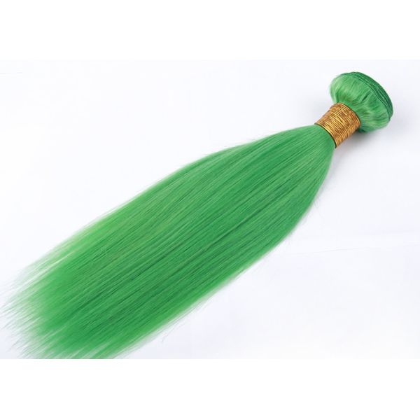 Green 100% Remy Virgin Human Hair , Straight Peruvian Weave Bundles