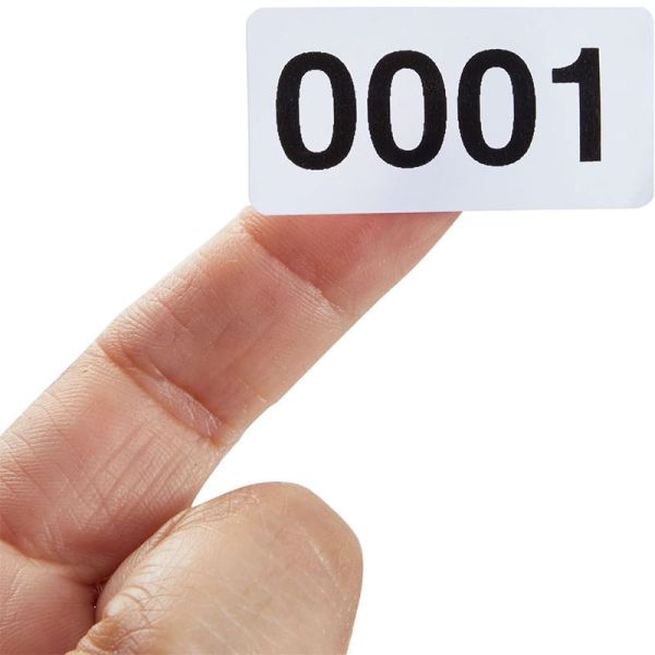 Amazon hot selling stock 0001-1000 digital labels inventory numbers serial numbers adhesive stickers