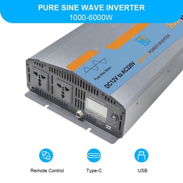 2kw 2000W Pure Sine Wave Charger Inverter High Voltage Cut Off Range 14.8V/31V
