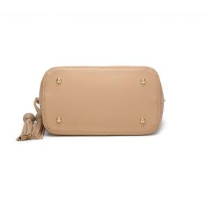 Hollow Out Beige Faux Leather PU Bucket Barrel Purse Leather