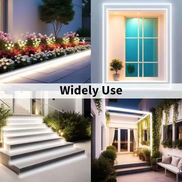 16.5FT / 5 Meter Spotless Silicone LED Channel System Recessed Flexible Tube With Milky White Cover Wider Track For 12mm Waterproof LED Strip Light