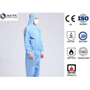 Non Woven Chemical Protective Clothing Full Face Two Way Zipper Bound Seams