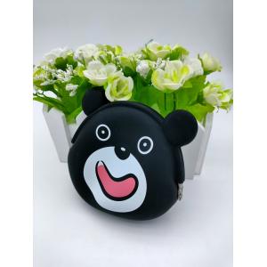 OEM Soft Silicone Toys Reusable Bags Black Cartoon Bear Shape