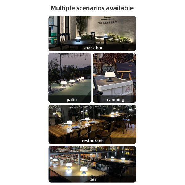 Rechargeable Powered Solar Table Lamp Light Outdoor Patio 4100K IP55