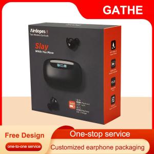 Coated Paper Earphone Packaging Box With Handle Lid And Base