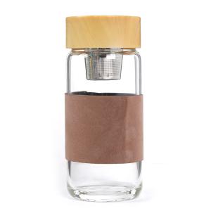 Bamboo Lid Glass Water Bottle With Protective Sleeves