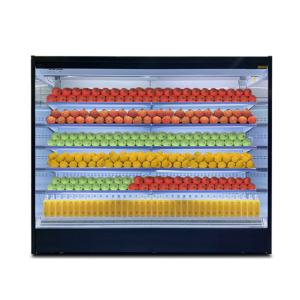 Right Angle Upright Front Open Dairy Chiller With Night Air Curtain