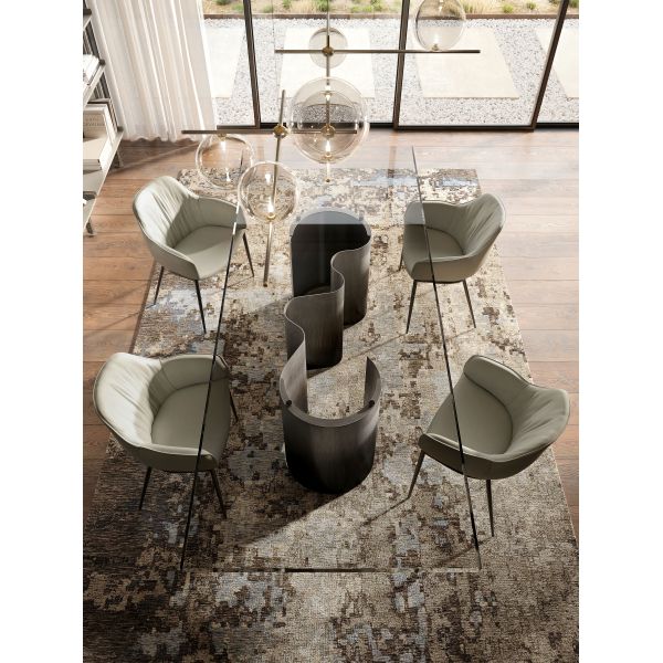 Light Luxury Tempered Glass Rectangular Dining Table High-End French European