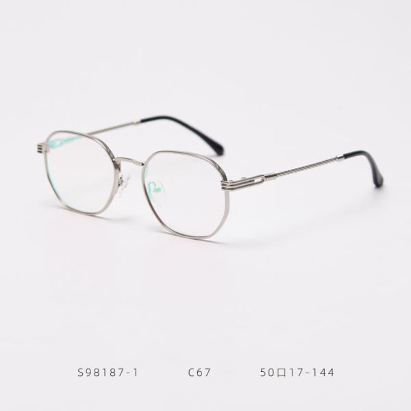 Men Women Polygon Frame Sunglasses Reflective Personality Small Frame Plain Lens Glasses