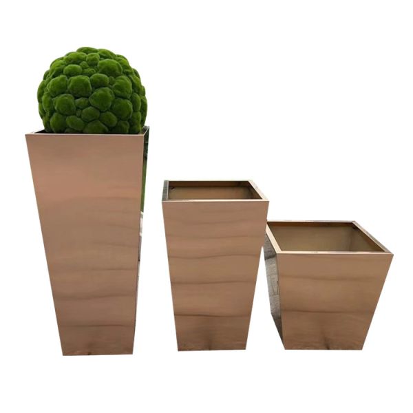 Functional metal flower planter geometric tapered flower pot
