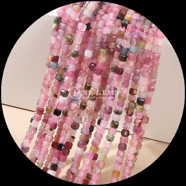 Natural Stone Polished Bead Gemstone Square Cube Shape Fluorite Labradorite Mini Loose Bead Strands for Bracelets / Necklaces