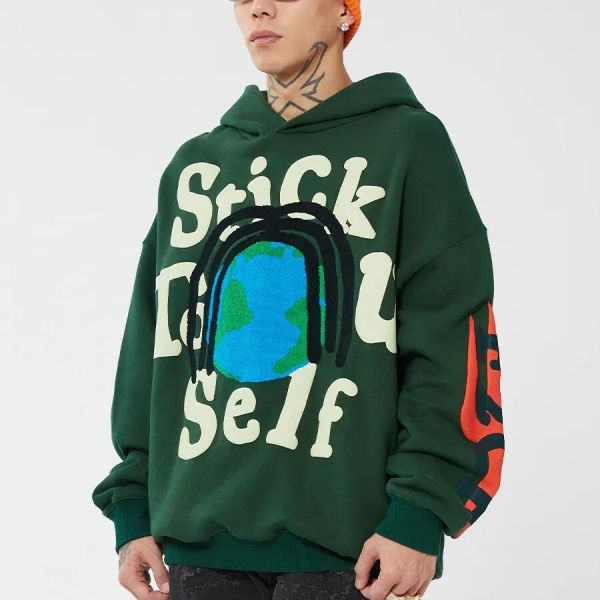 Factory Supplying Cotton Polyester Puff Print Hoodie 50 400GSM 3D Foam Print Men′s Hoodies