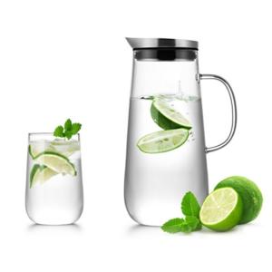 Quality 1250ml Sustainable Glass Water Pitcher Kettle Jug With Lid ODM for sale