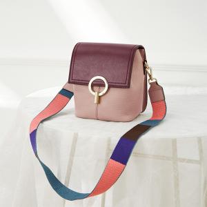 Head Layer Leather Female Crossbody Bags 26cm Colorful Strap Bucket Bag