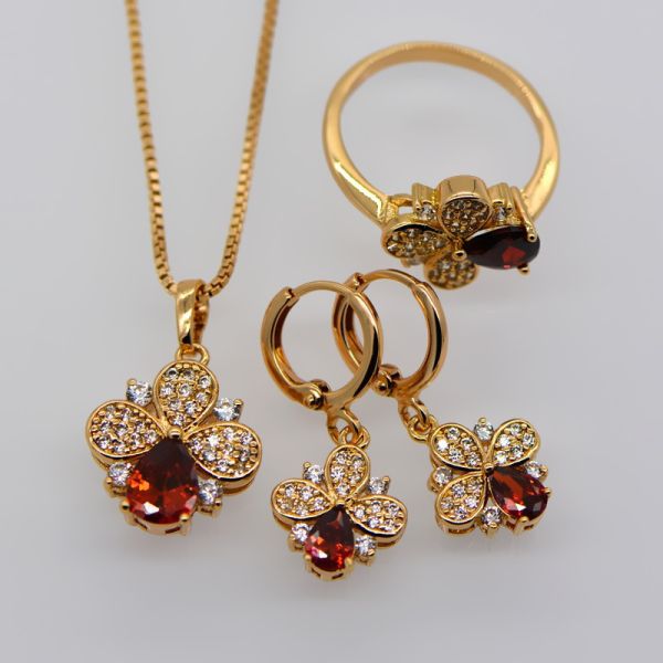 Buy New Trendy Jewelry Set Women Party Gift 18K Real Gold Plated white zircon Crystal Necklace at wholesale prices