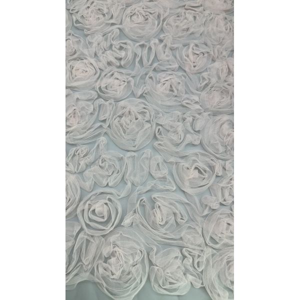 White Floral Pleated Lace Fabric for Gowns Mesh Ground High Intricate Embroidery Wedding Dresses