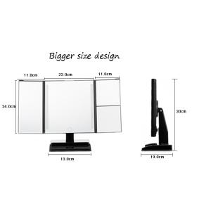 Square Glass Foldable Tri Fold Tabletop Vanity Mirror With Dry Battery