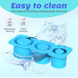 Silicone Stanley Ice Cube Tray With Lid 3 Hollow Cylinder Ice Molds For 30-40oz
