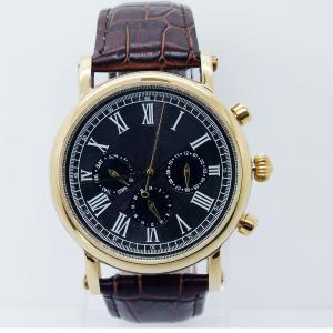 China High quality Stainless steel fashion watch with geniune leather strap on sale