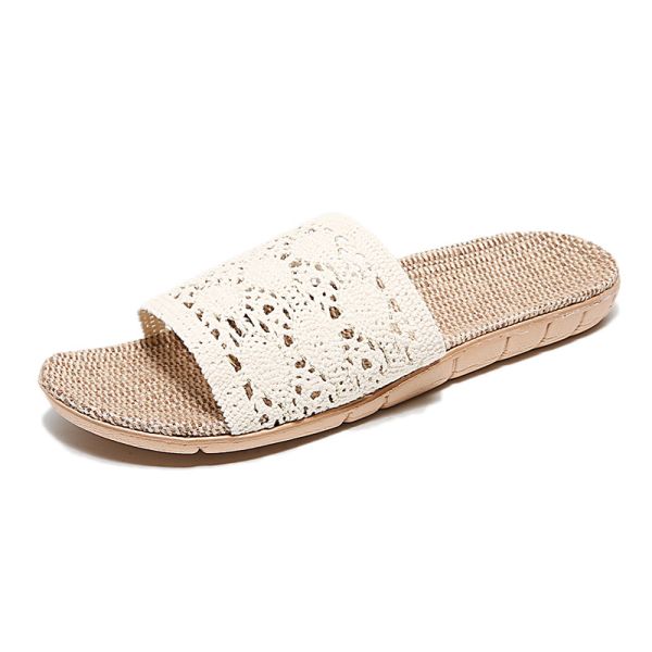 Fashion Open Toe Summer Slippers Laces Slip On Sandals Trim Hollow Out