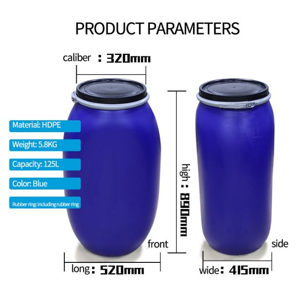 Buy Large Mouth Sealed Turnover Plastic Barrel Drum 125L at wholesale prices