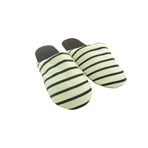 Buy Coffee Color Soft Stripes Disposable Hotel Slippers With Suede Fabric Outsole Indoor at wholesale prices
