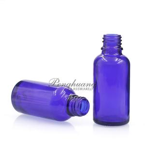 Cylindrical 30ml Blue Oil Dropper Glass Bottle With Gold Dropper