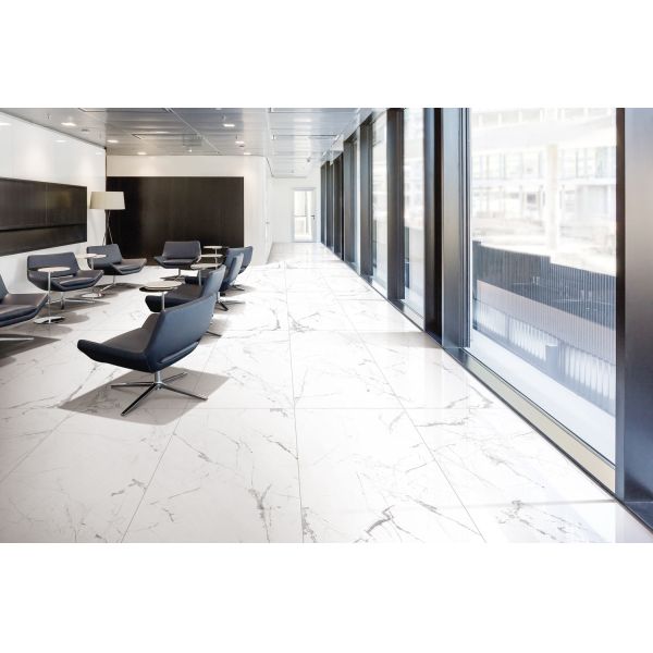 White Carrara Soft Glazed Porcelain Floor Tiles 600x1200mm