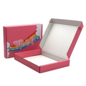 Quality Custom Logo Printing Corrugated Pink Small Custom Mailer Packiging Box for sale
