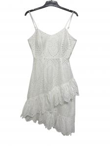 Quality Cotton White Lace Embroidered Dress / Slim Fit Dress For Ladies Sexy Style for sale