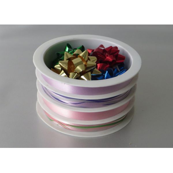 Beautiful 4 / 6 channel wrapping ribbon 5mm , 10mm width for mixed color products packing