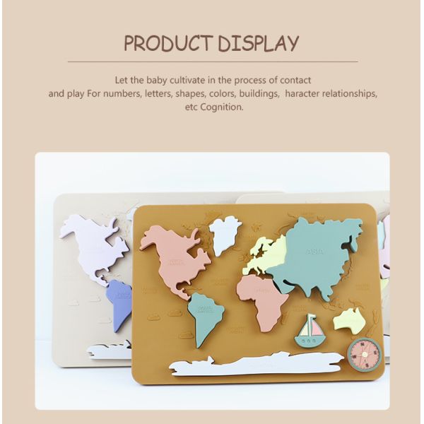 World Map Continents And Ocean Silicone Puzzle Baby Gift Montessori Educational