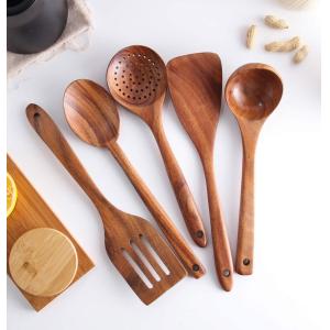 Customized Logo Teak Kitchen Wooden Utensils Six-Piece Jujube Spatula