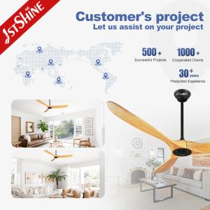 60 Inch Solid Wood Blades Ceiling Fan with Remote and Mulit Colors App