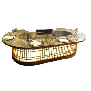 Quality 10 Seats Hot Selling Kitchen Equipment Oval BBQ Teppanyaki Grill for sale