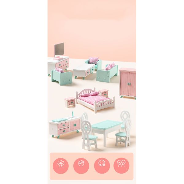 Mini Montessori Wooden Girls Bedroom Toys With No Burr