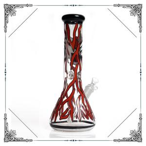 Beaker Tobacco Recycling Hookah Tube With Red Spray Dragon On Glass