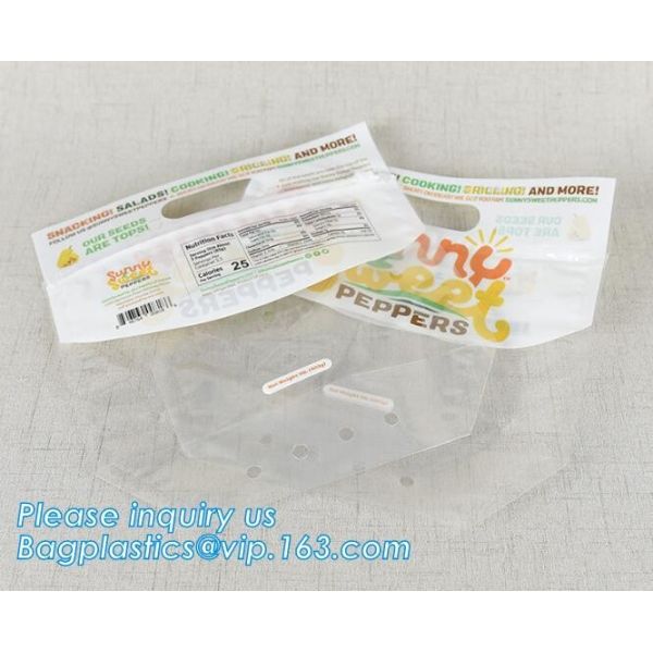 Fresh Vegetables Packaging Plastic Bag, Fresh Fruit & Vegetable Packaging Plastic Fruit Bag with Handle, breathable opp
