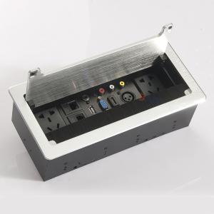 Aluminum alloy flip up brush office desk power socket box